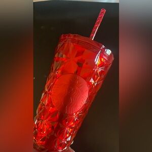 Starbucks Red Holiday Prism Cup Jeweled Crystal Iridescent Tumbler Grande 16oz
